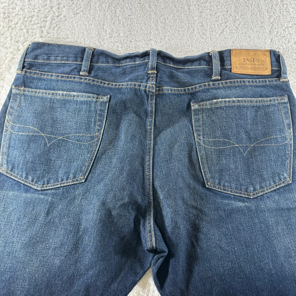 Polo Ralph Lauren Mens‎ Dark Blue Hampton Relaxed Straight Leg Denim Jeans 38x30